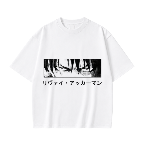 Koszulka Attack on Titan Levi Ackerman – biała, nadruk z przodu
