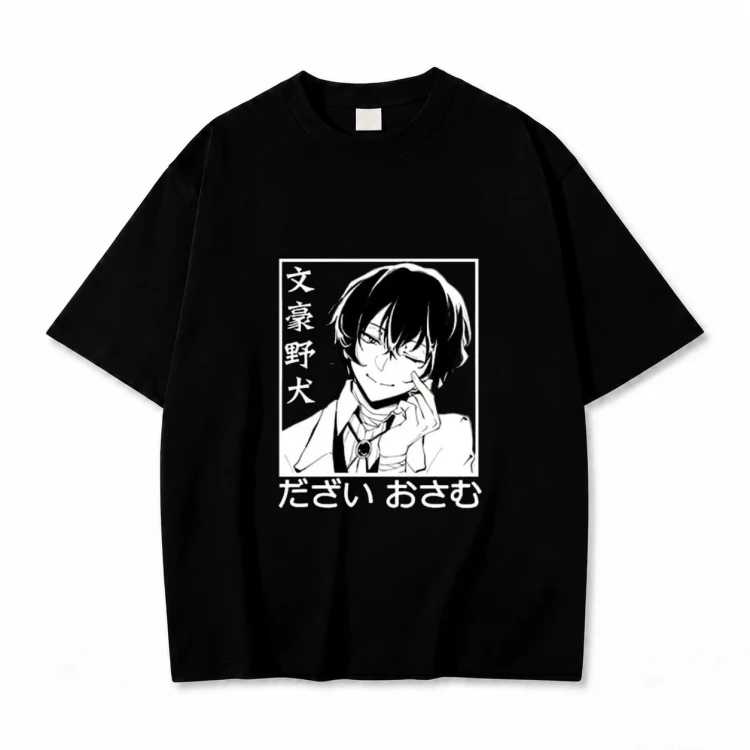 Koszulka Bungou Stray Dogs – czarna, nadruk z przodu