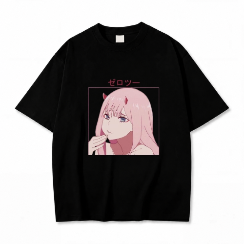 Koszulka Darling in the Franxx – czarna, nadruk z przodu