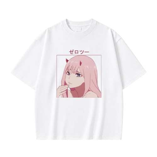 Koszulka Darling in the Franxx – biała, nadruk z przodu