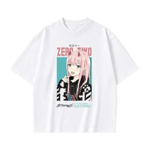 Koszulka Darling in the Franxx – biała, nadruk z przodu
