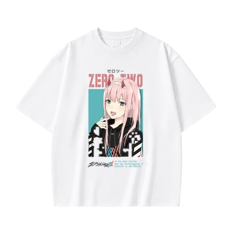 Koszulka Darling in the Franxx – biała, nadruk z przodu