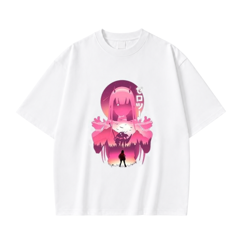 Koszulka Darling in the Franxx – biała, nadruk z przodu