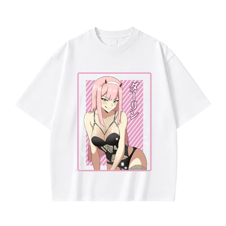 Koszulka Darling in the Franxx – biała, nadruk z przodu