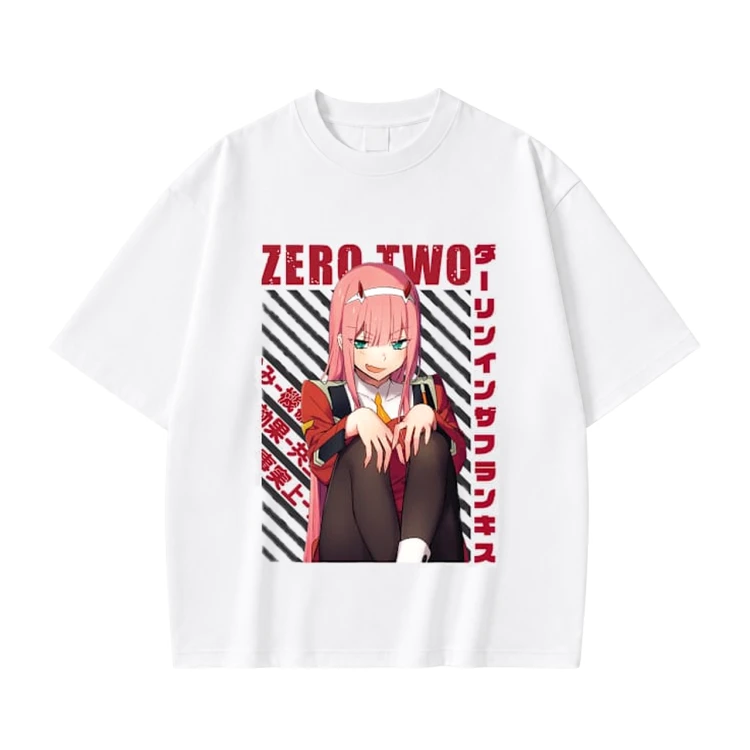 Koszulka Darling in the Franxx – biała, nadruk z przodu