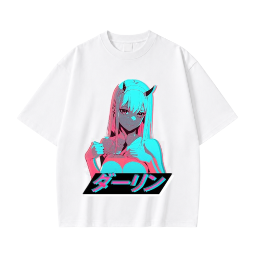 Koszulka Darling in the Franxx – biała, nadruk z przodu