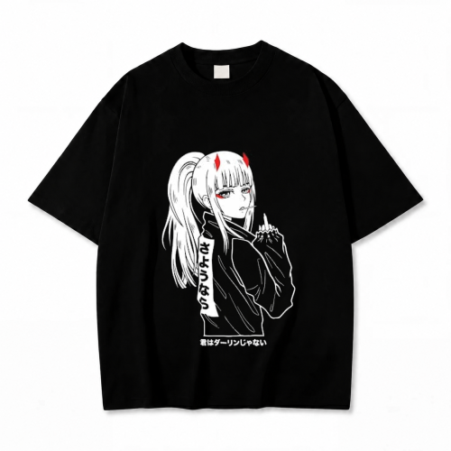 Koszulka Darling in the Franxx – czarna, nadruk z przodu