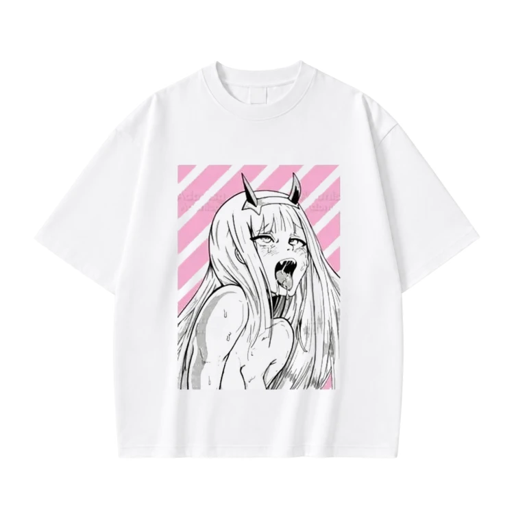 Koszulka Darling in the Franxx – biała, nadruk z przodu