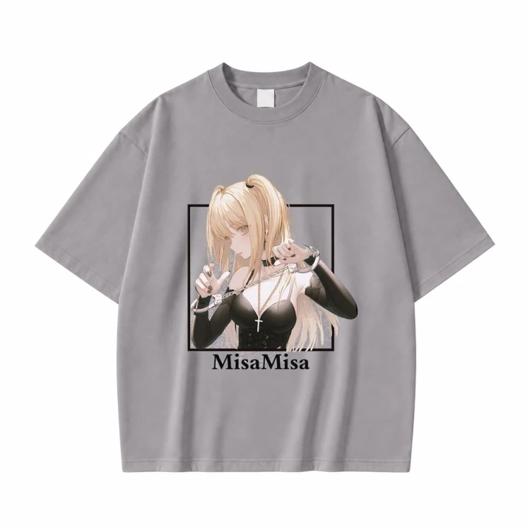 Koszulka Death Note Misa – szara, nadruk z przodu