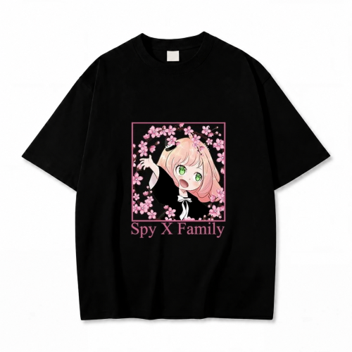 Koszulka T-shirt anime Spy x Family Anya Forger - czarna