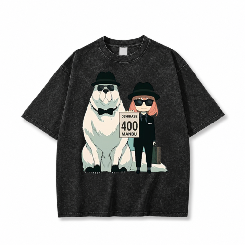 Koszulka T-shirt anime Spy x Family Bond - czarna sprana