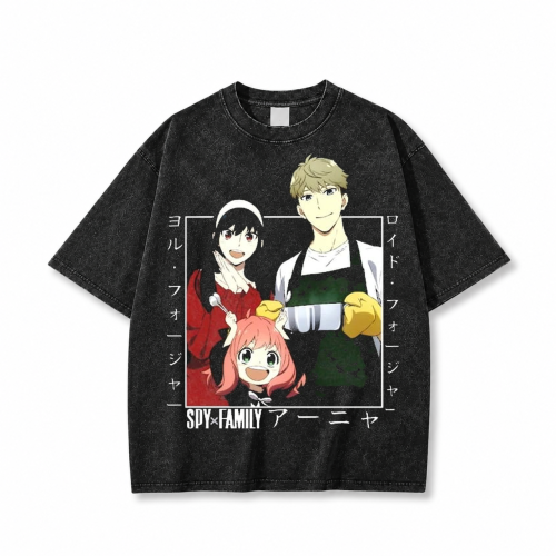 Koszulka T-shirt anime Spy x Family - czarna sprana
